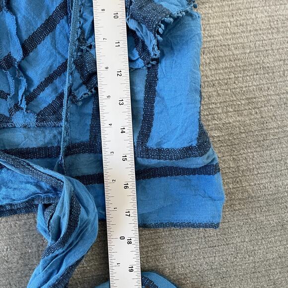 Free People Top Women M Blue Cropped Open Back Tie Ruffle Boho Beachy - Picture 3 of 6